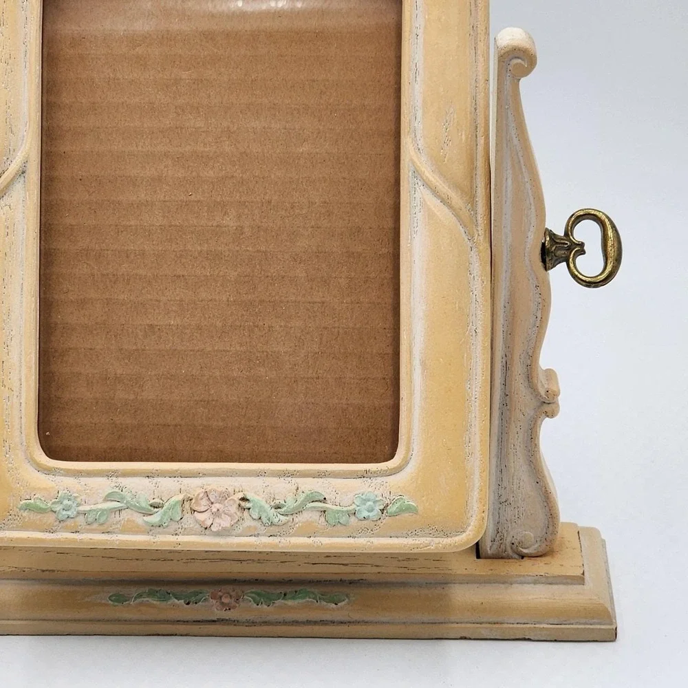 Vintage Distressed Swivel Picture Frame Ornate Floral Wood Frame Shabby Chic